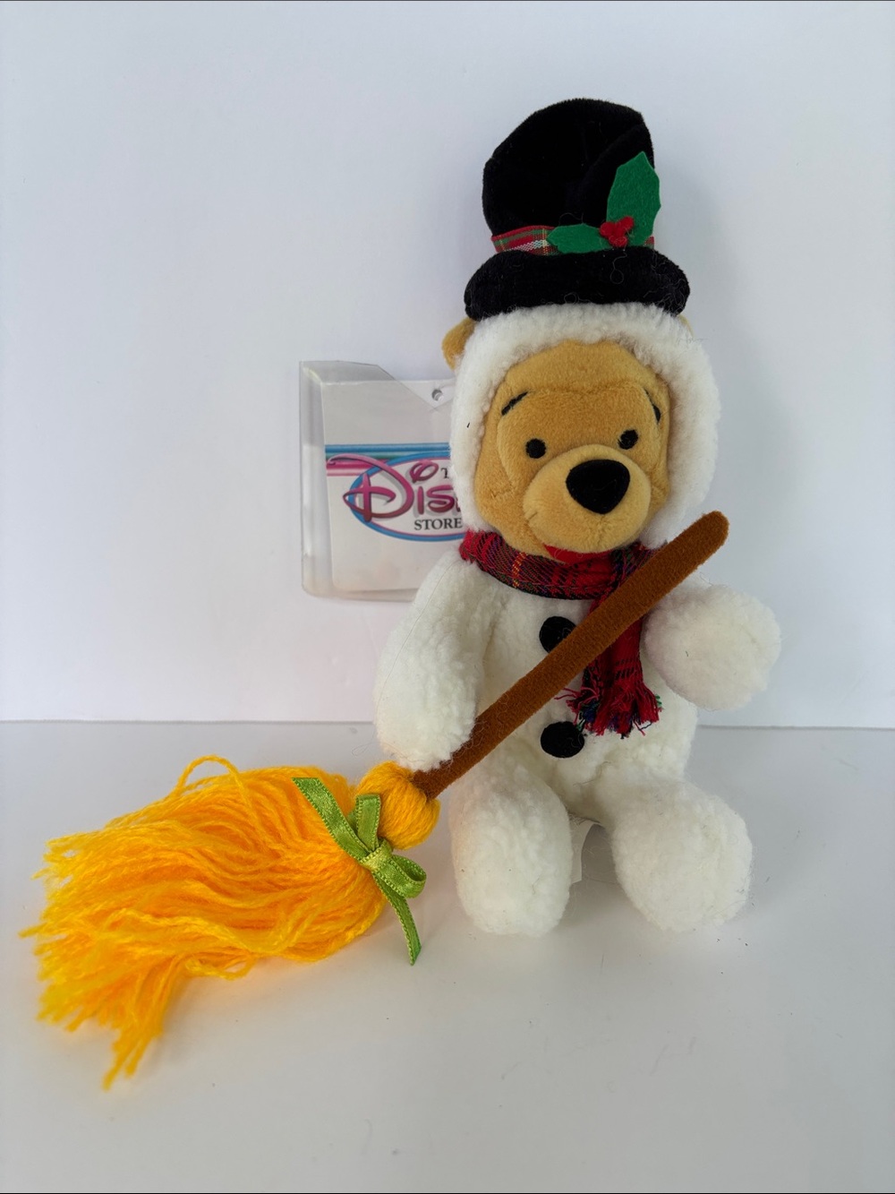 Vintage Disney Store Snowman Winnie the Pooh Bean Bag Plush NWT Holiday